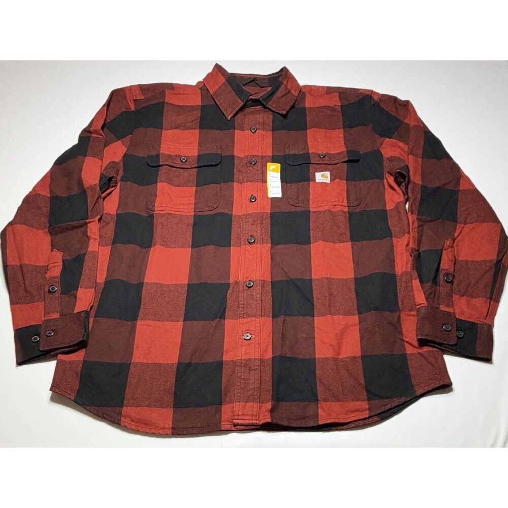 Carhartt Heavyweight Flannel Shirt Red Buffalo Plaid Loose Fit TW4451 New NWOT